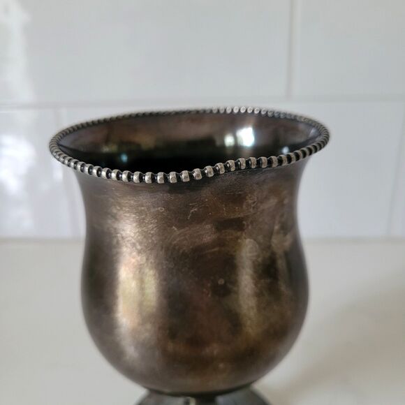 Antique Meriden B Britannia Company 442 Silverplate Floral Etched Goblet Cup Vtg - Picture 11 of 16